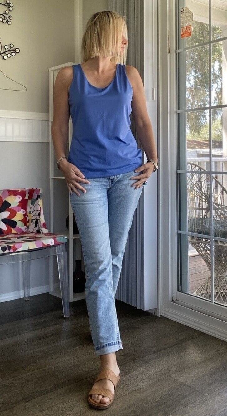 Boutique Essentials blue Top Size L Made in U.S.A.